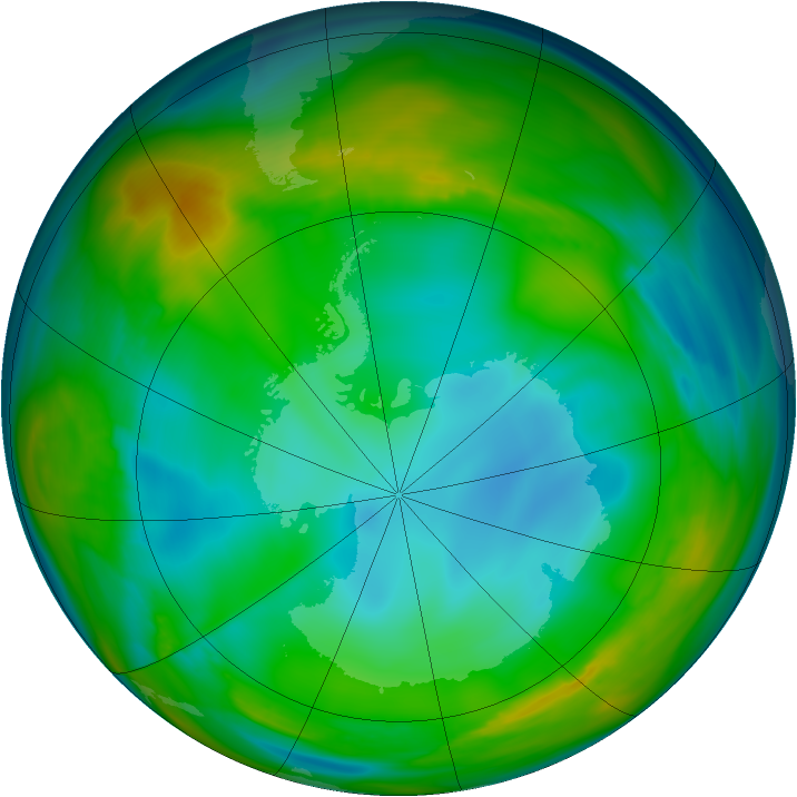 Antarctic ozone map for 11 July 2005